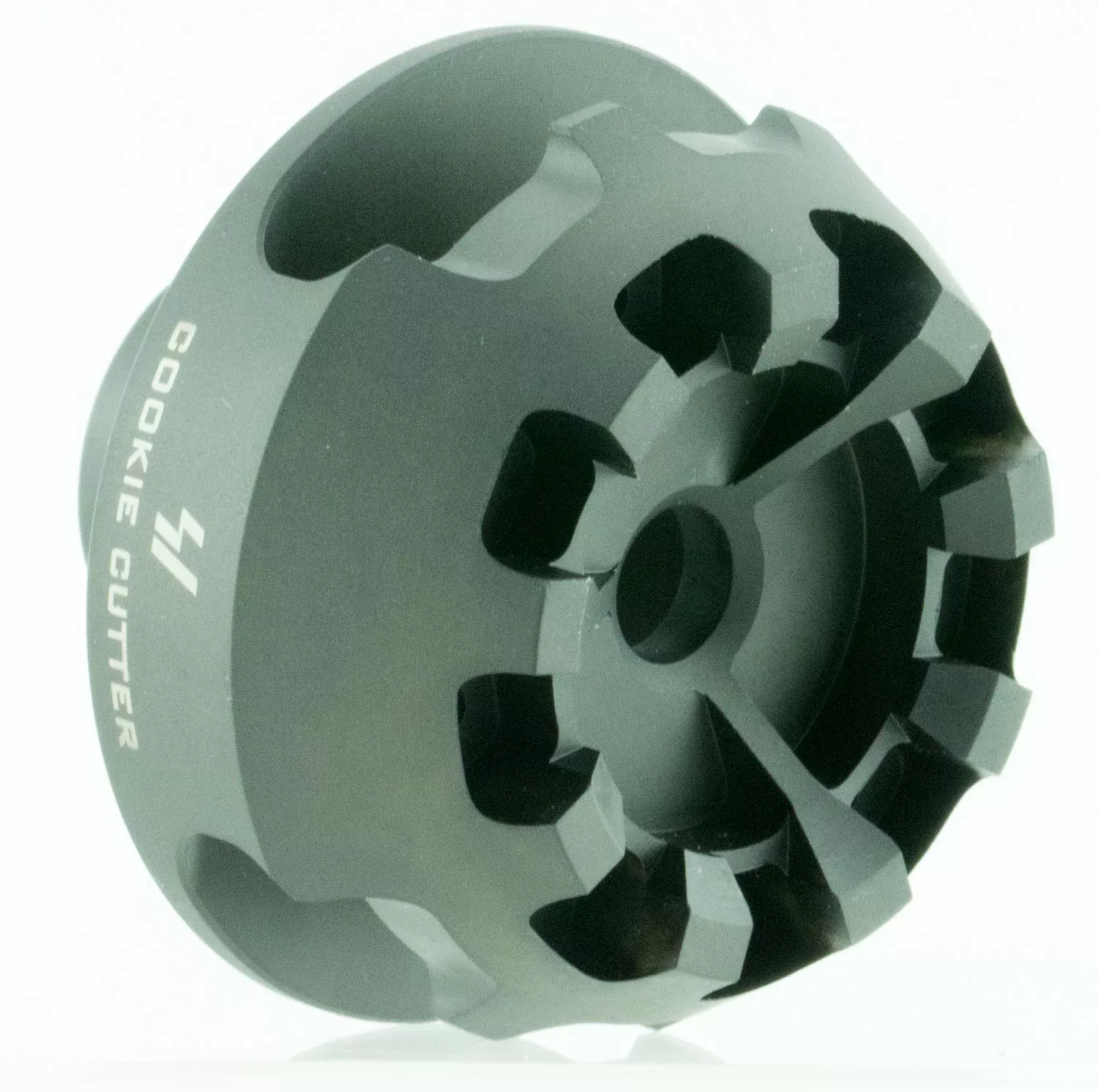 Strike Industries CCCOMP308 Cookie Cutter Comp Black Matte Steel with 5/8"-24 tpi Threads, 1.57" OAL & 0.26" Inside/2.14" Outside Diameter for 308 Win, 7.62x51mm NATO AR-Platform
