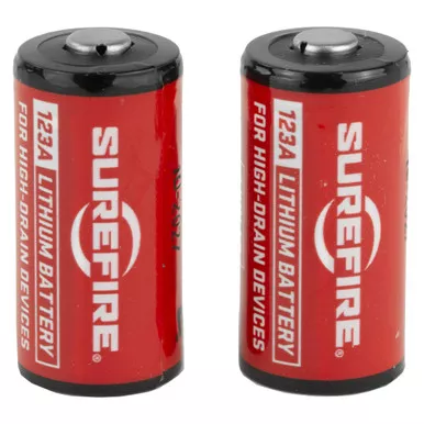 Surefire Battery, CR123A Lithium, 2 Pack, Red