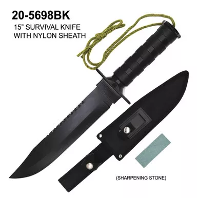 TACTICAL 15″ SURVIVAL KNIFE - BLACK