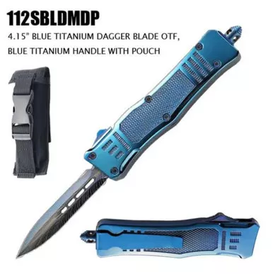 TACTICAL OTF 4.15″ DAGGER BLADE - BLUE TITANIUM