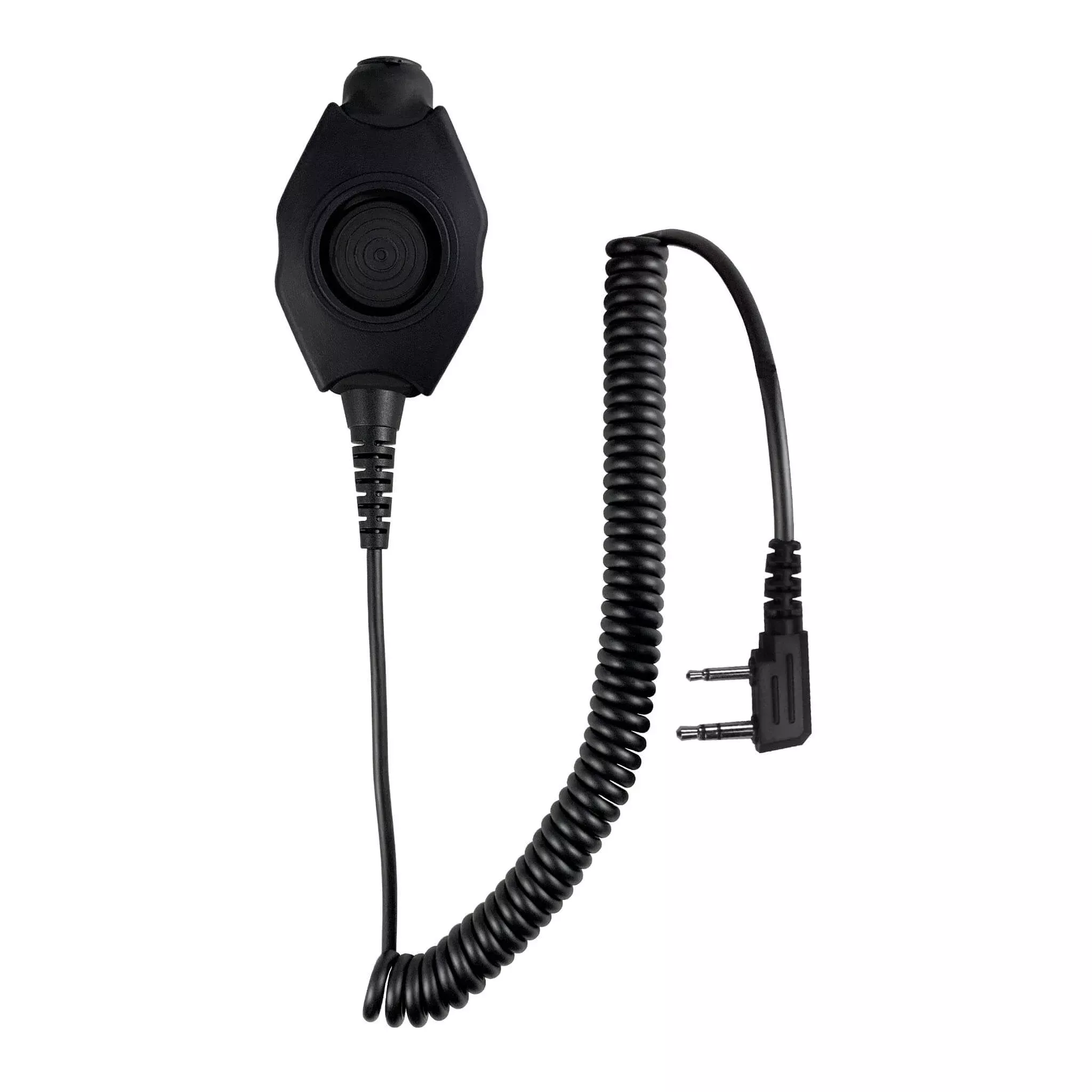 Tactical Radio Adapter/PTT for Headset(w/ Electret Mic): US/Civilian/"Peltor" Wiring, Select ComTac III, VIII, XPI Models & Select Helicopter Headsets - 2 Pin Kenwood, Baofeng, BTECH, Rugged Radios, TYT, AnyTone, Relm/BK Radio, Wouxon, Retevis & More