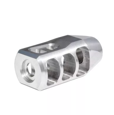Tanker Style 5/8x32 Muzzle Brake for for 9mm or .358, Stainless Steel