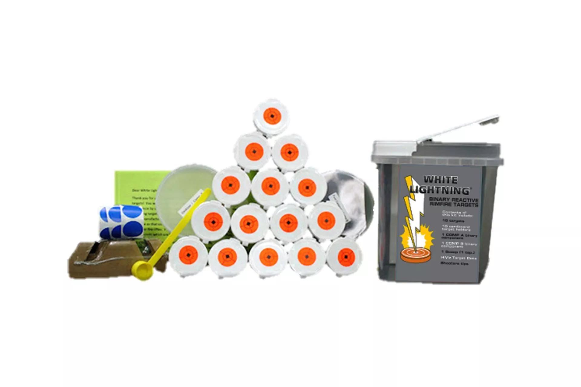 Tannerite White Lightning Rimfire Target Kit(15 Targets and holders) – WLK