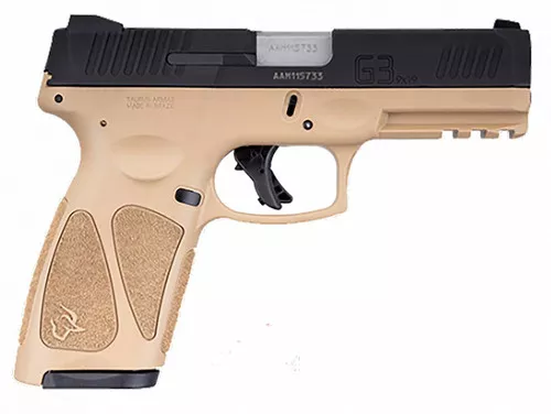 Taurus 1G3B941T15 G39mm Luger Caliber with 4 Barrel 151 Capacity Tan Finish Picatinny Rail Frame Serrated Matte Black Steel SlidePolymer Grip Includes 2 Mags UPC: 725327625988