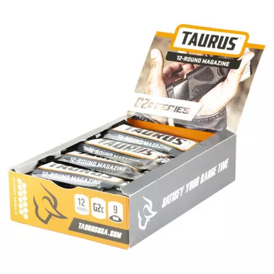 Taurus USA Magazine, 9MM, 12 Rounds, Fits Taurus G2C and G3C with Finger Rest, Black, 12 Pack 389-0009-00