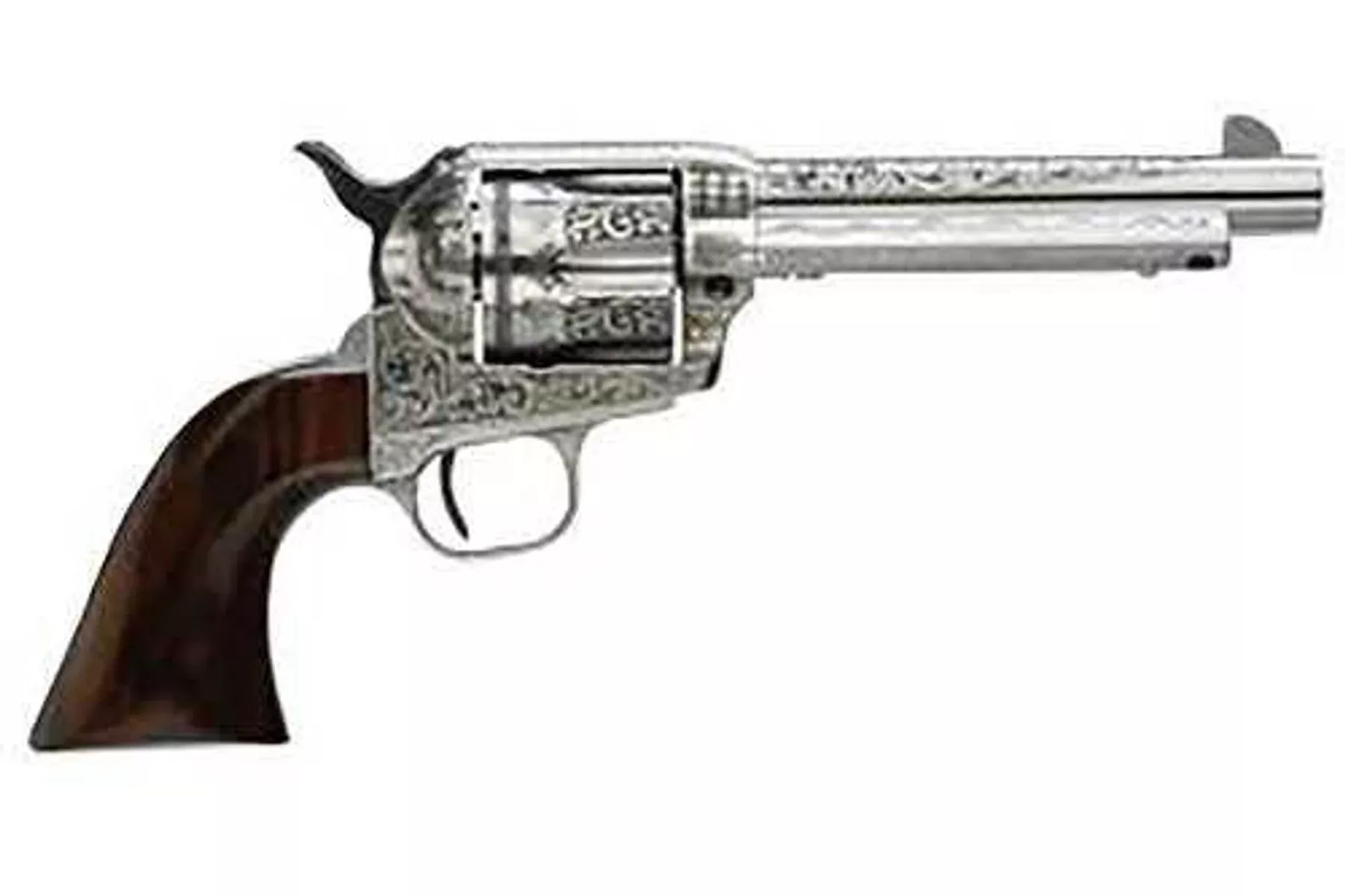 Taylors and Company Cattleman 45 Colt revolver, 4.75 in barrel, 6 rd capacity, White Heat Treated Steel, Walnut Wood finish