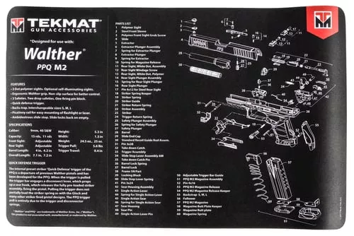 TekMat TEKR17WALPPQM2 Walther PPQ MOD 2 Cleaning Mat Black/White Rubber 11"x17" Walther PPQ MOD 2 Parts Diagram