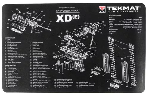 TekMat TEKR17XDE Springfield Armory XDe Cleaning Mat Black/White Rubber 11"x17" Springfield Armory XDe