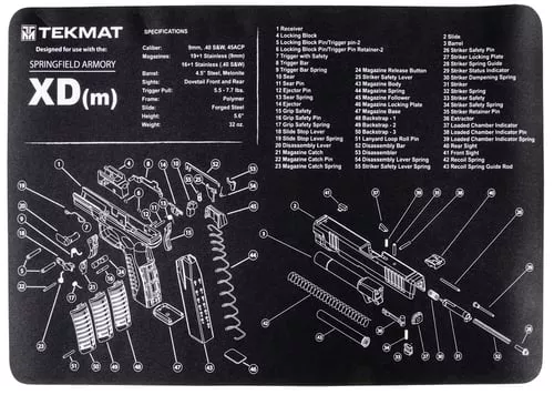 TekMat TEKR17XDM Springfield Armory XDm Cleaning Mat Black/White Rubber 11"x17" Springfield Armory XDm Parts Diagram