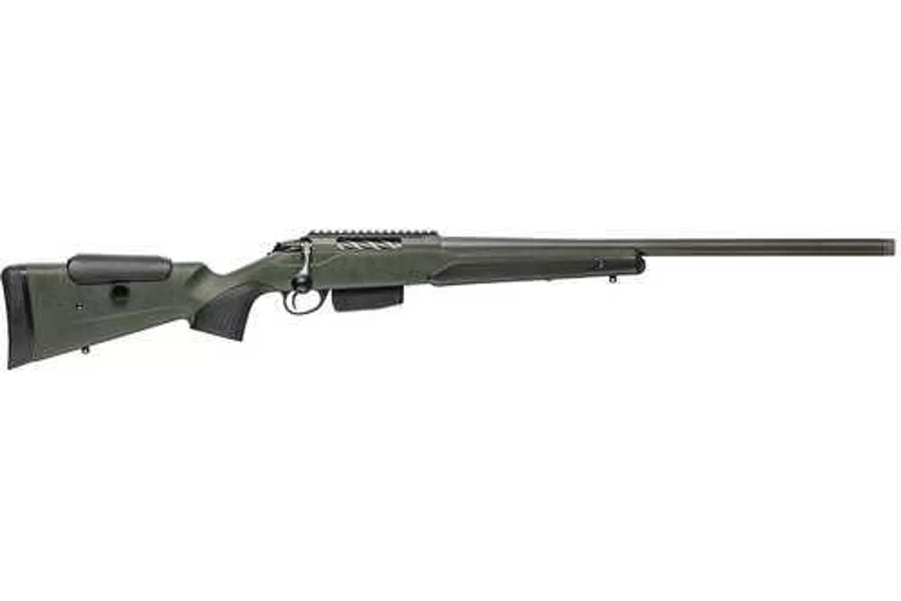 TIKKA T3X SUPER VARMINT 300 Win Mag Rifle 23.7 in barrel 5 rd capacity optic ready sight Black Webbed Green synthetic finish