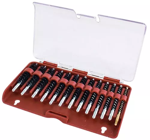 Tipton 615333 Bore Brush Set.17-.45 Cal Rifle Firearm 8-32/5-40 Thread Stainless Steel Nylon Bristles Bronze Includes Storage Box