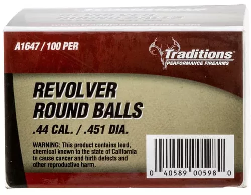 Traditions Muzzleloader Revolver Round Ball - Bulk Pack .44 cal 451 140 gr 100/ct