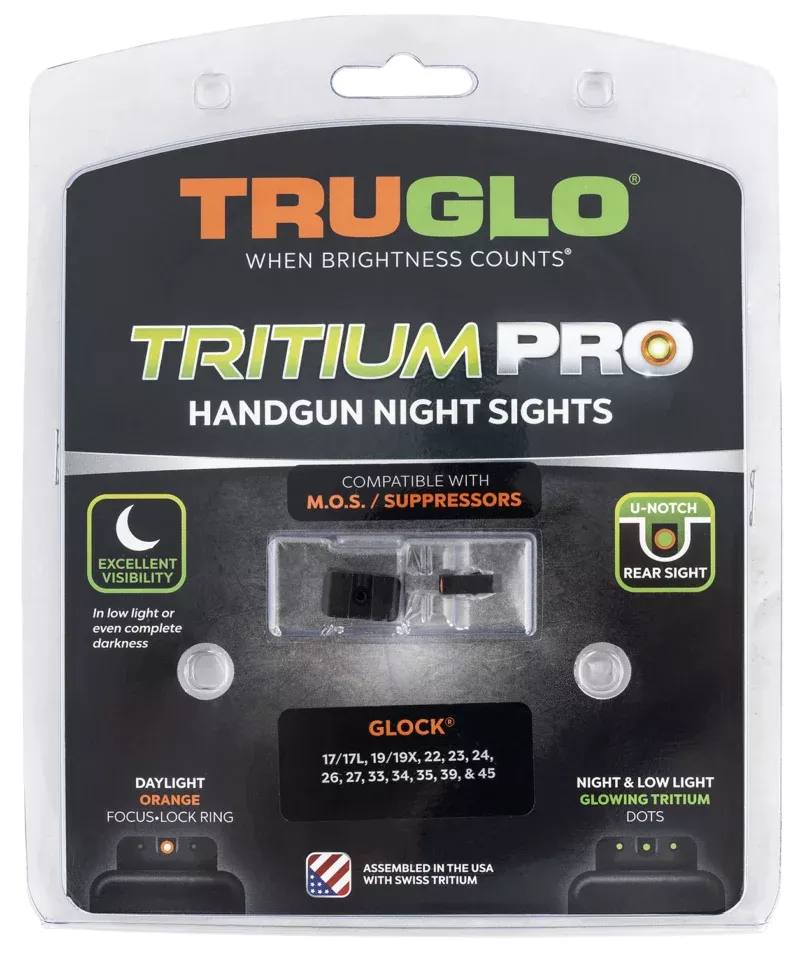 TruGlo TG231G1MC Tritium Pro Black | Green Tritium Orange Outline Front Sight Green Tritium Rear Sight