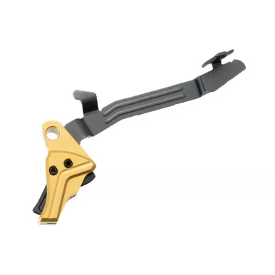 Tyrant CNC Improved Tyrant Trigger System, Fits Glock 43X, Anodized Finish, Gold Body with Black Safety Blade TD-G43TRIG-GOLD-BLK-BAR