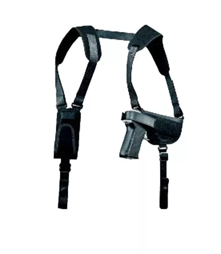 Uncle Mikes 77000 Pro-Pak Horizontal Shoulder Holster Shoulder Size 0 Black Nylon Harness Fits Sm/Med DA Revolver Fits 2-3" Barrel Right Hand