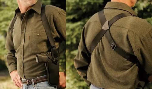 Uncle Mikes 83041 Sidekick Vertical Shoulder Holster Shoulder Size 04 Black Cordura Harness Fits Med/Large DA Revolver Fits 7-8.50" Barrel Right Hand