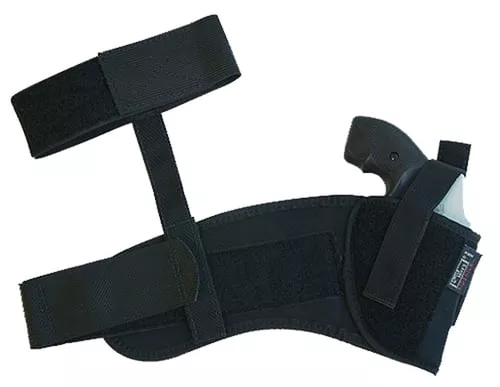 Uncle Mikes 88201 Ankle Holster Ankle Size 0 Black Kodra Nylon Velcro Fits Sm Frame 5rd Revolver w/Hammer Spur Fits 2" Barrel Right Hand