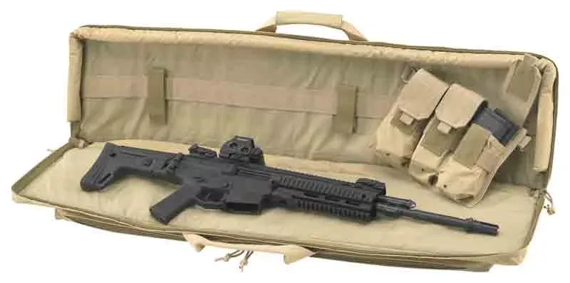 US PeaceKeeper P40036 RAT Case Water Resistant Tan 600D Polyester w/ Padding Adjustable Straps Air Vents & Front Pocket w/ Triple Mag Pouch