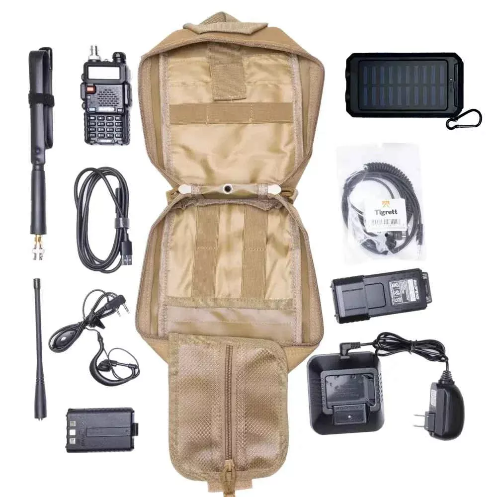 UV5R Radio Go Bag with Solar Charger Bugout Kit