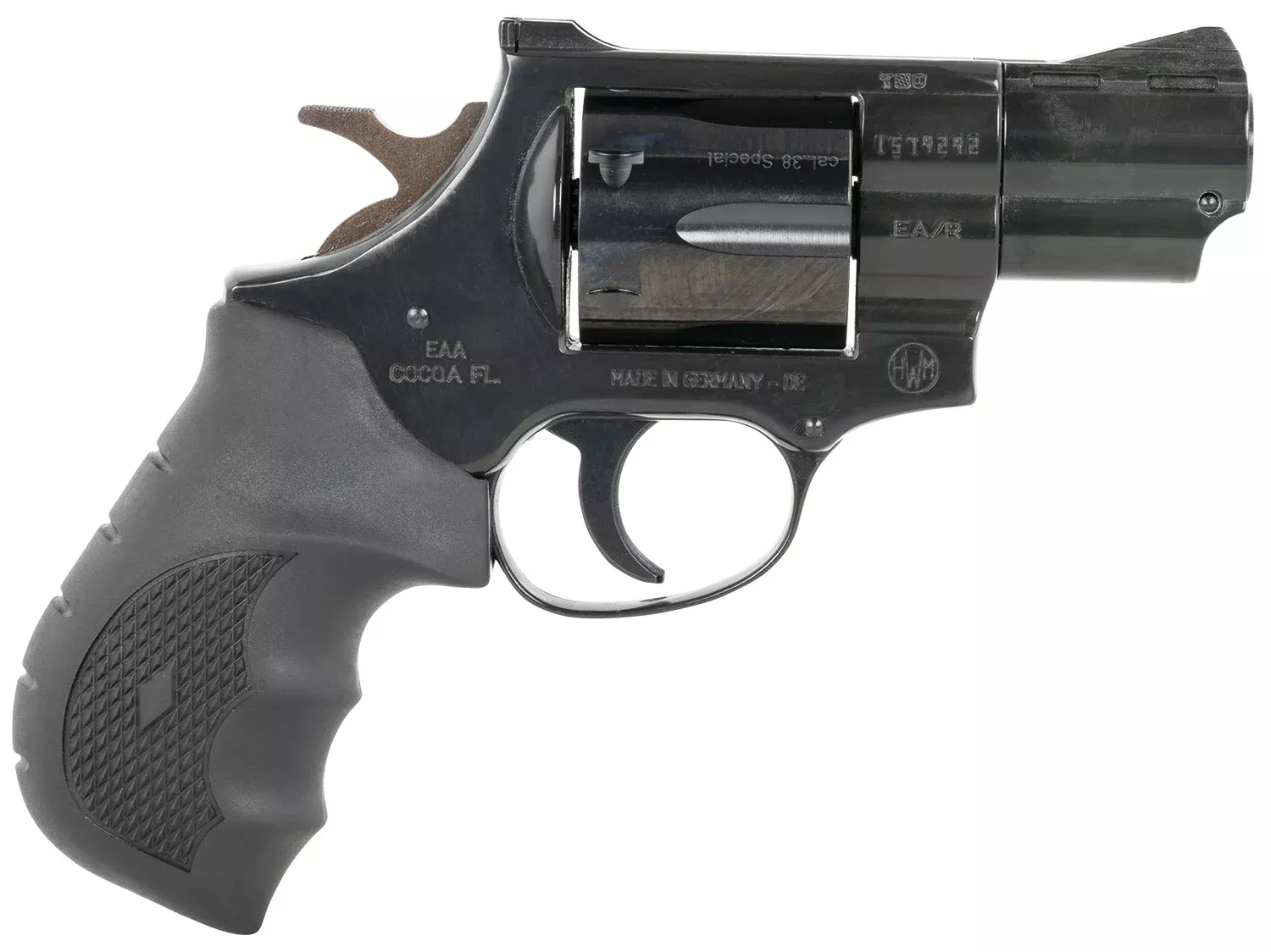 Weihrauch Guns 770125 Windicator38 Special 6rd 2" Blued Steel Barrel & Cylinder, Compact BluedSteel Frame w/Exposed Hammer, Ramp Front/Fixed Rear Sights, Finger Grooved Black Rubber Grip