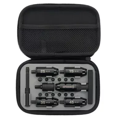 Wheeler FAT Stix, Black, Sockets Come In 15, 25, 35, 45 and 65 Inch Pounds For Most Common Applications, T Handle Design With Grip And Spin Section, 1/2" Socket With 1/4" Drive Bit, Convenient Soft Carry Case 1136022