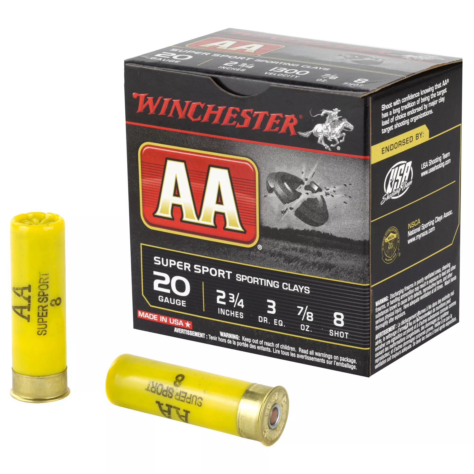 WIN AA SS 20GA 2.75″ #8 25/250