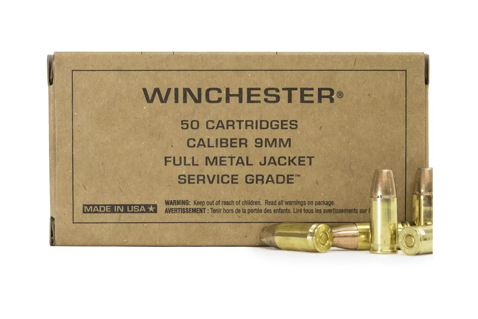 Winchester 9mm Ammunition SG9W 115 Grain FMJ Handgun Ammo – 50 round box – SG9W