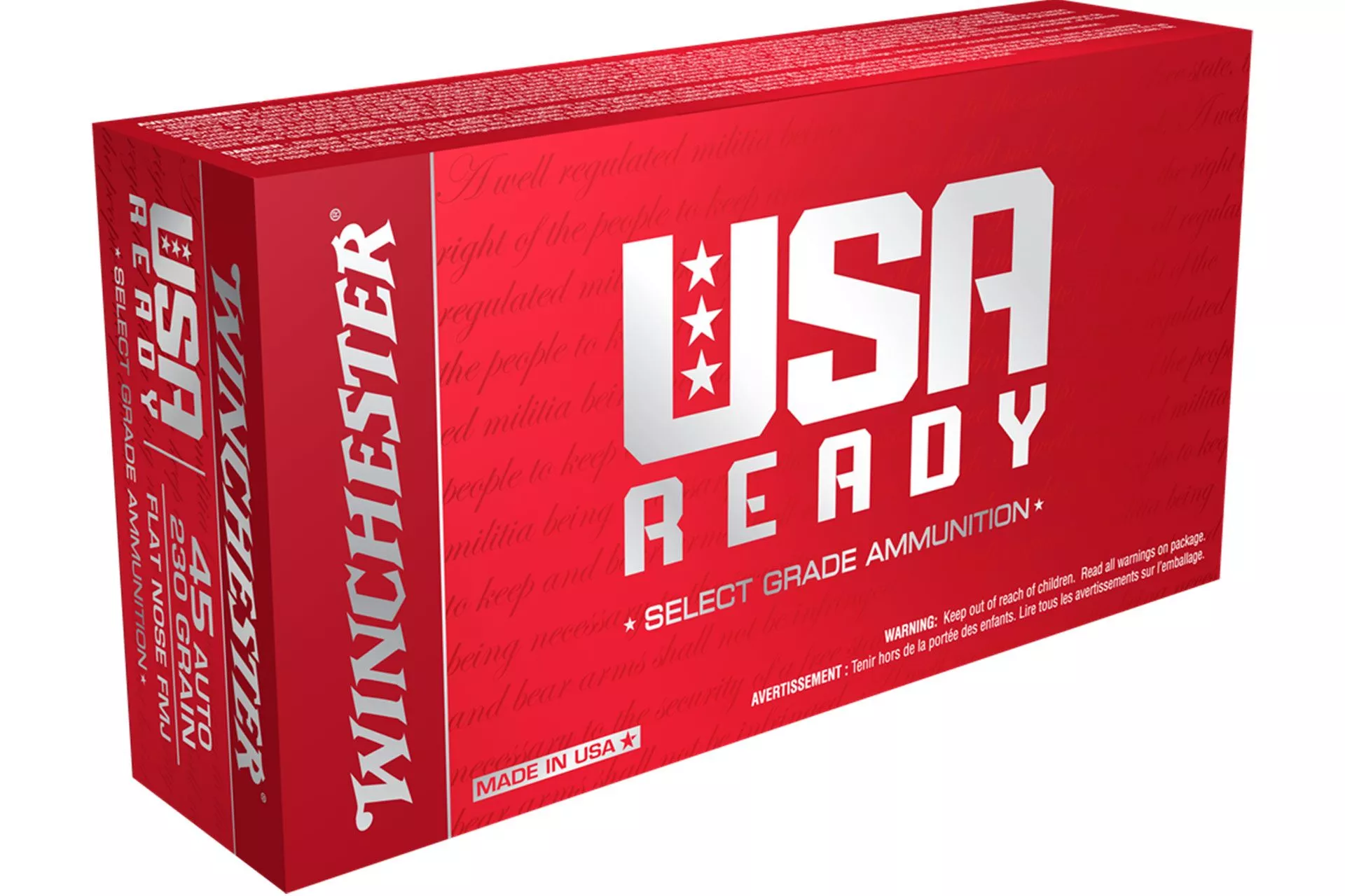 Winchester Ammo RED45 USA Ready 45 ACP 230 gr Full Metal Jacket Flat Nose (FMJFN) Handgun Ammo – 50 Rounds – RED45