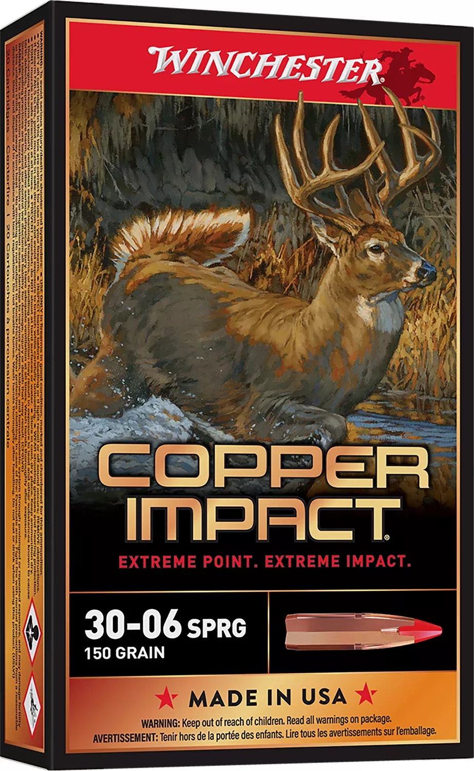 Winchester Ammo X3006CLF Copper Impact30-06Springfield 150gr Copper Extreme Point Lead Free 20 Per Box/10 Case