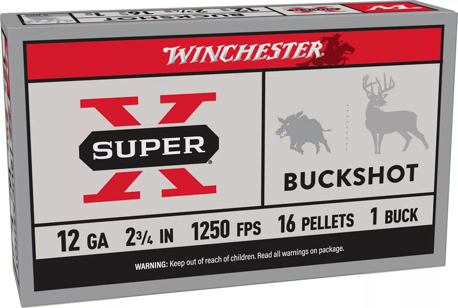 Winchester Ammo XB121 Super X12Gauge 2.75" 1Buck Shot 5 Per Box/50 Case