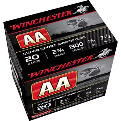 Winchester Ammunition AA Supersport Sporting Clay, 20 Gauge 2.75", #7.5, 7/8 oz., 25 Round Box AASC207