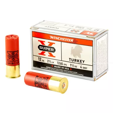 Winchester Ammunition Super-X, Turkey, 12 Gauge 2.75", #4, 1.5 oz, Shotshell, 10, 100 X12MT4