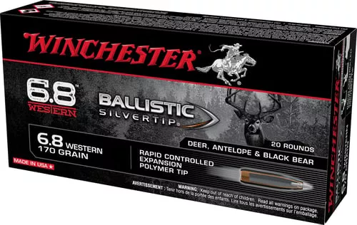 Winchester Ballistic Silvertip Rifle Ammunition 6.8 Western 170 gr. PT 2920 fps 20/ct