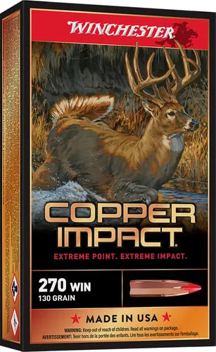 Winchester Copper Impact Rifle Ammunition 270 Win 130 gr. BT 3000 fps 20/ct