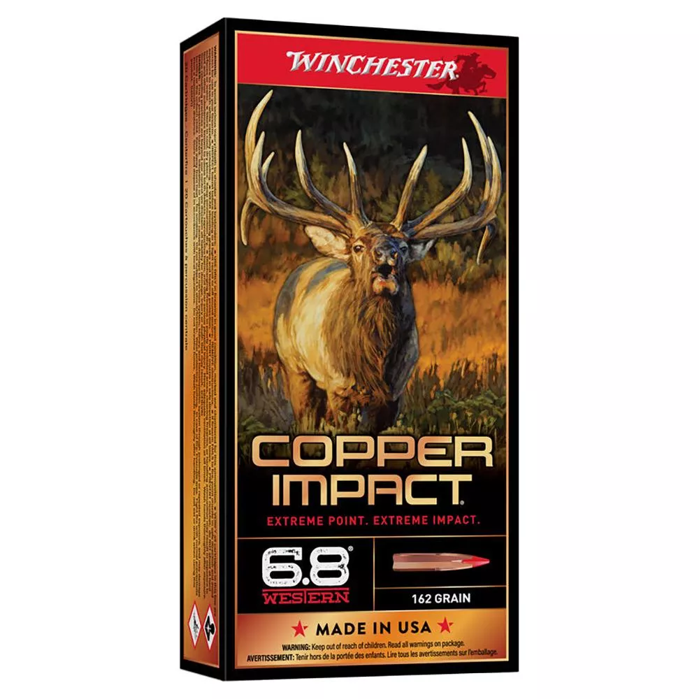 Winchester Copper Impact Rifle Ammunition 6.8 Western 162 gr. BT 2875 fps 20/ct