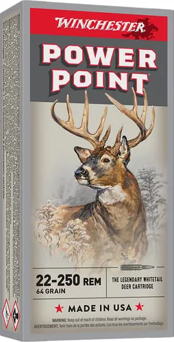 Winchester Power Point Rifle Ammunition .22-250 Rem 64 gr. PSP 3500 fps 20/ct