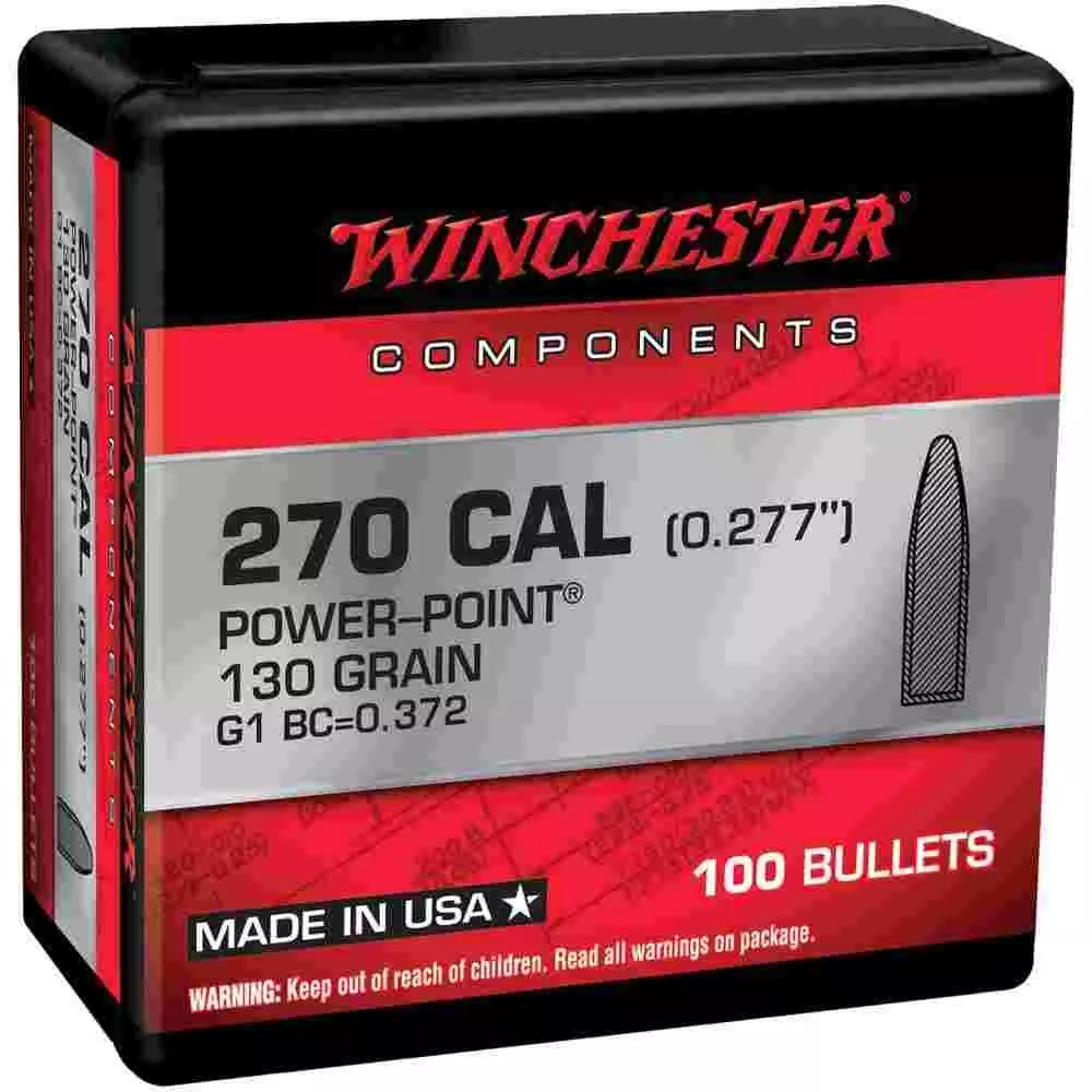 Winchester Rifle Bullets .270 Cal .277″ 130 gr PSP 100/ct