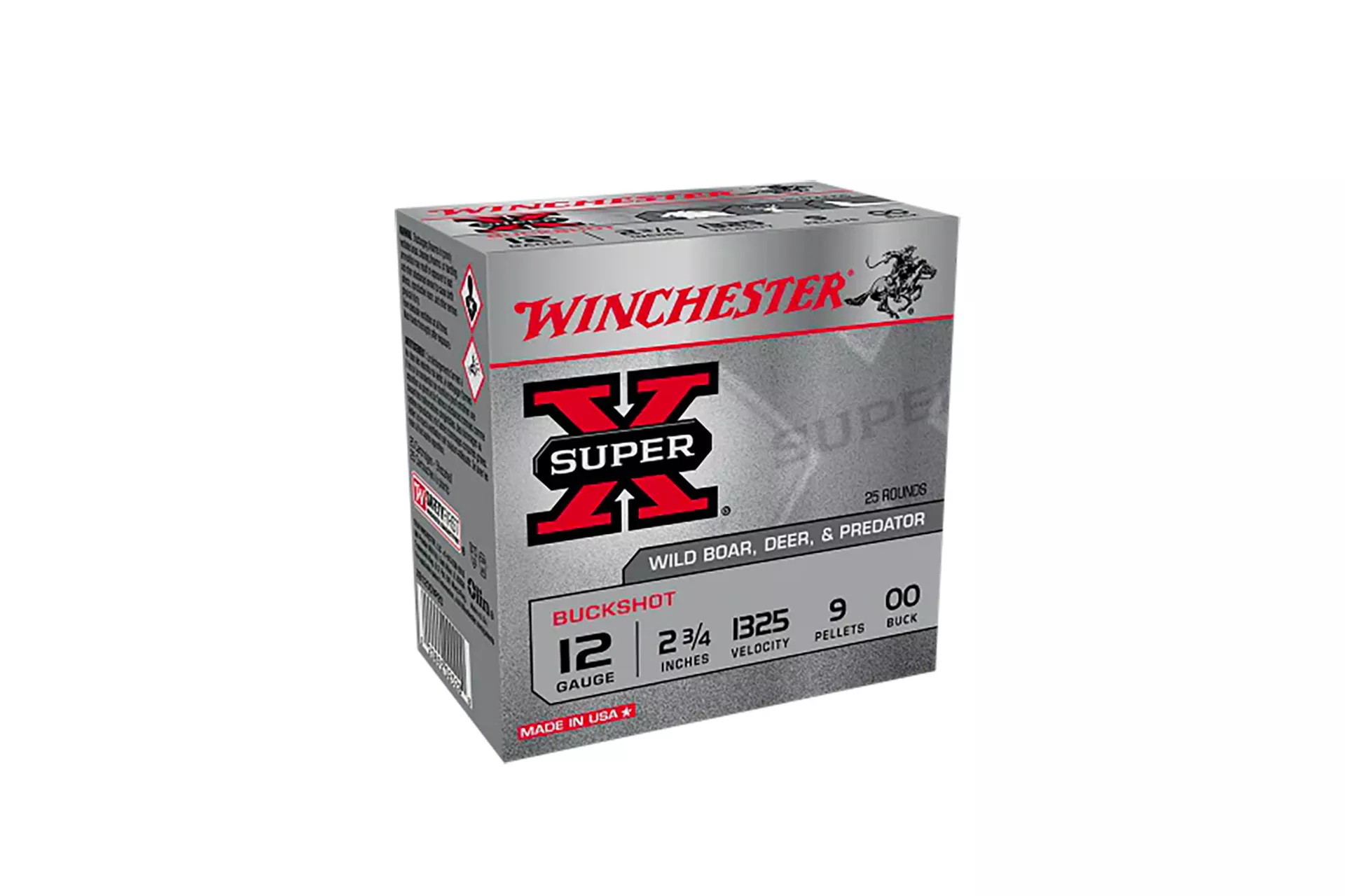 Winchester Super-X 12 Gauge 2-3/4″ 00 Buckshot Value Pack Shotgun Ammo – 25 Rounds – XB1200VP25