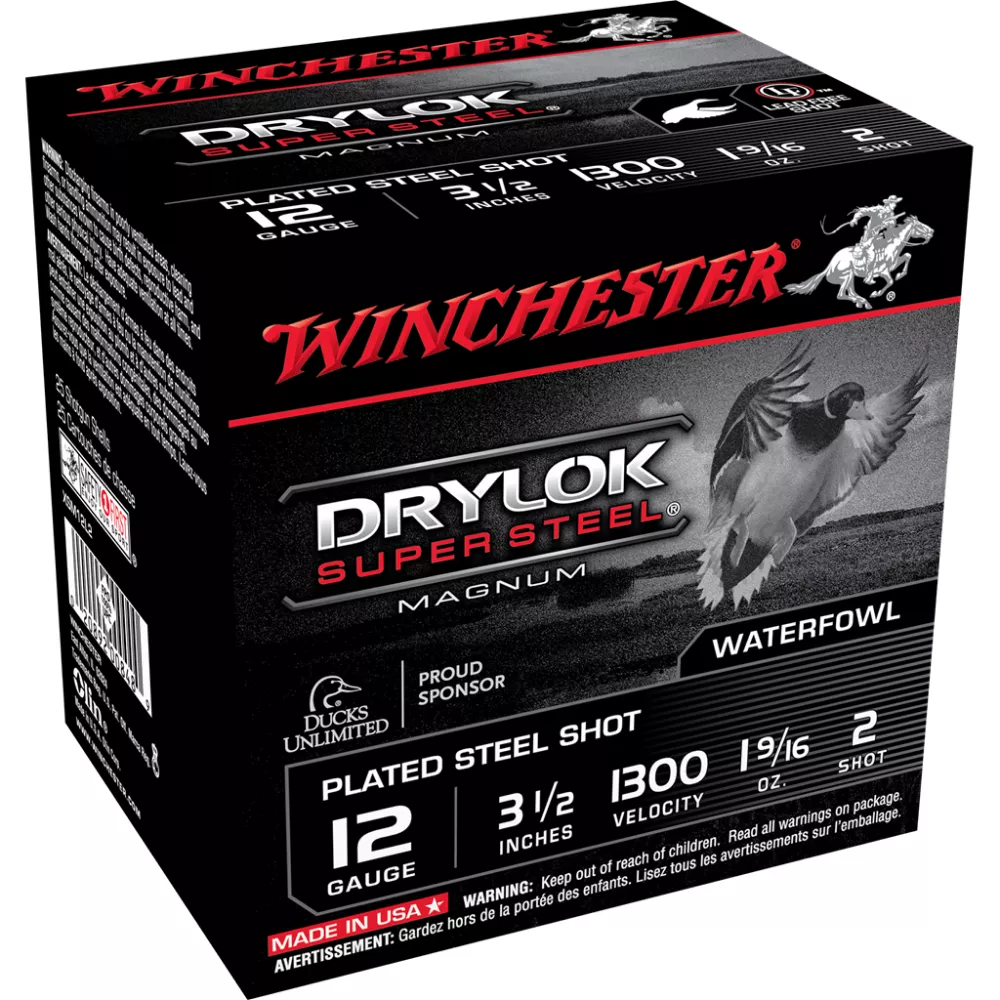 Winchester Super-X Drylok Super Steel Shotshells 12 ga 3-1/2″ 1-9/16 oz 1300 fps #2 25/ct