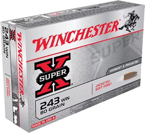 Winchester Super-X Rifle Ammunition .243 Win 80 gr. PSP 3350 fps 20/ct