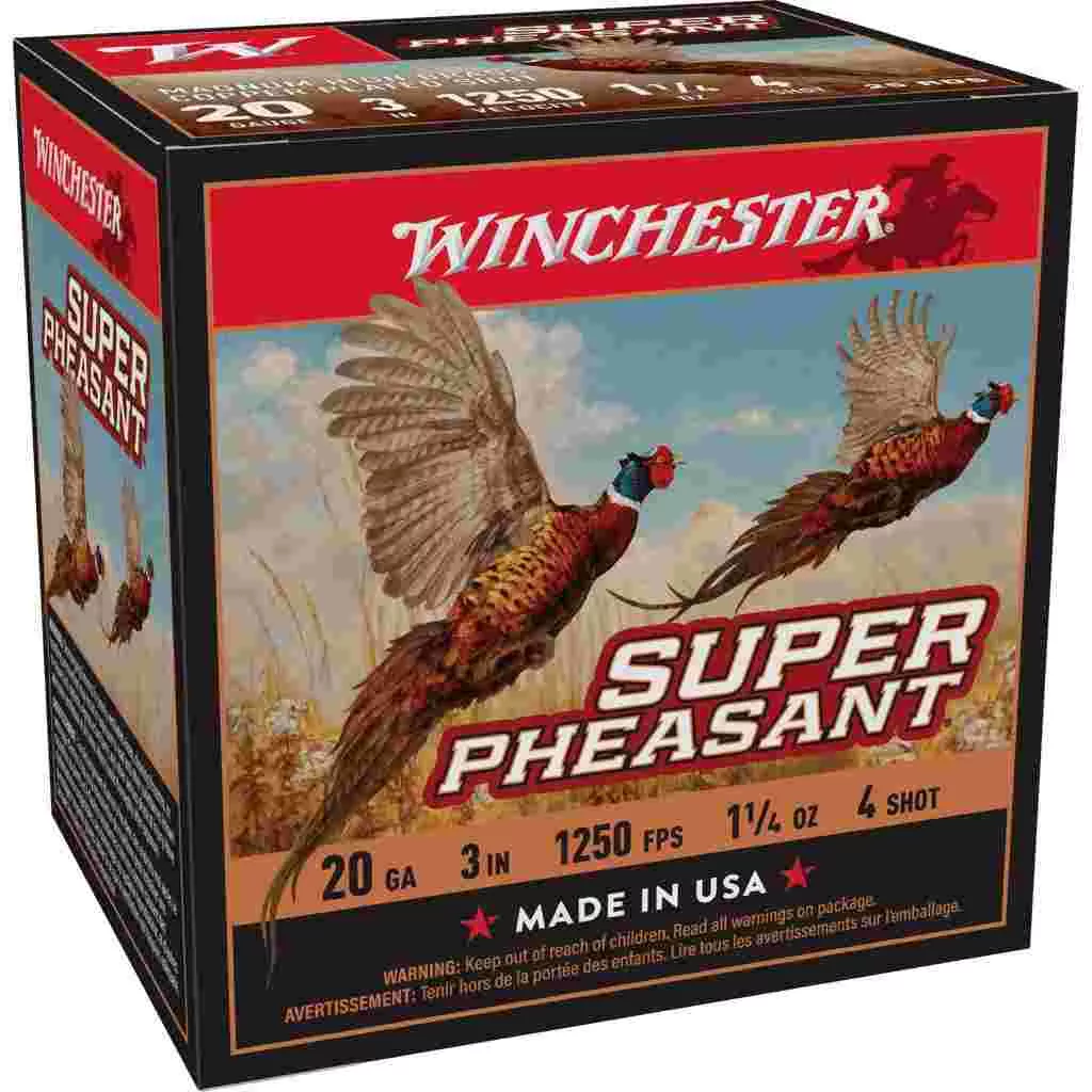 Winchester Super-X Super Pheasant Shotshells 20 ga 3 1-1/4 oz 1250 fps #4 25/ct