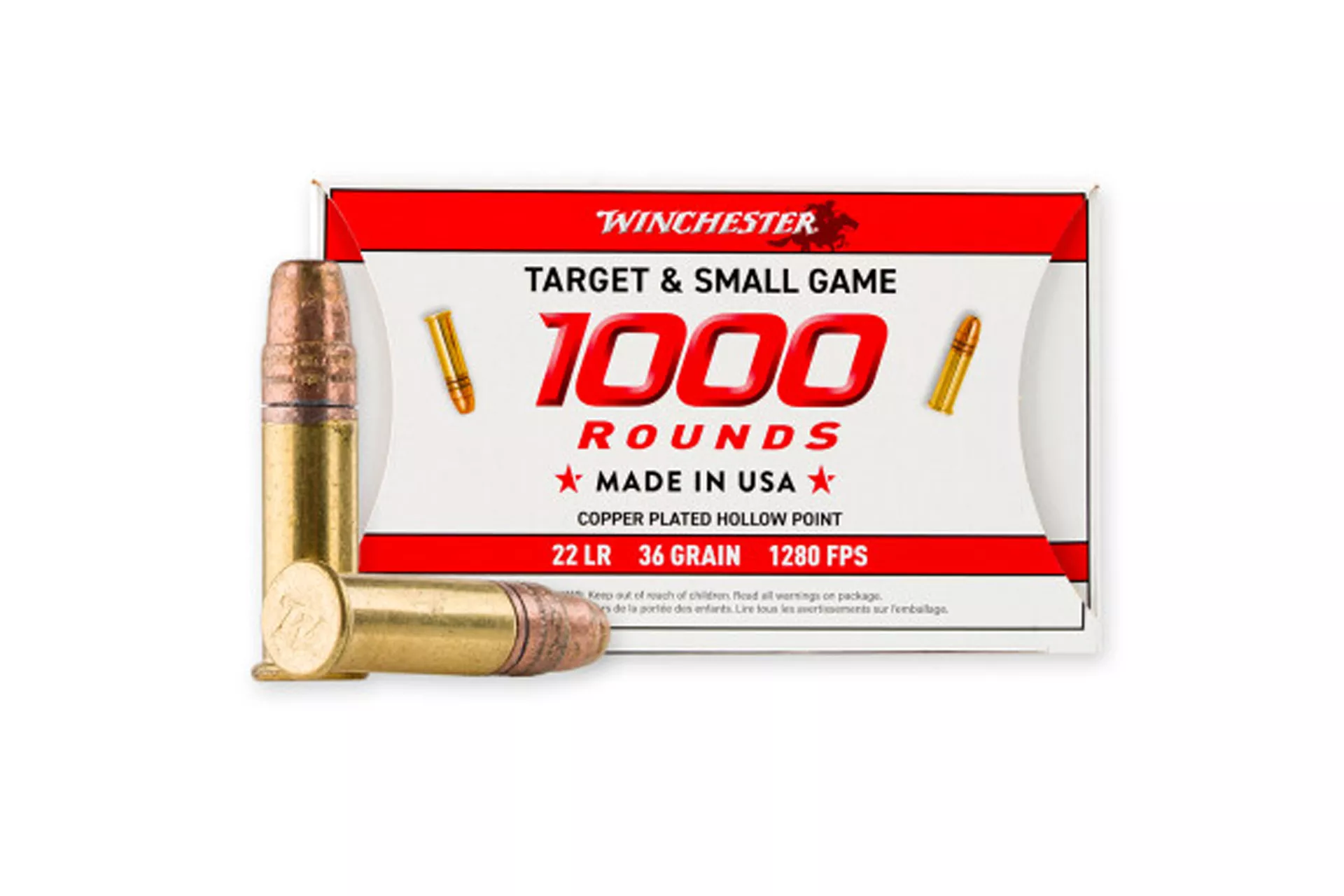 Winchester Target & Small Game 22 LR Ammo 36 Grain Copper Plated Hollow Point – 22LR1KHP – 2000 Rd Case – 22LR1KHP