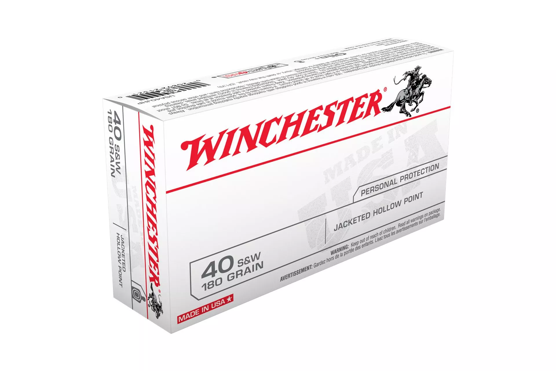 Winchester USA 40 S&W 180 Grain Jacketed Hollow Point – 50 Rd – USA40JHP