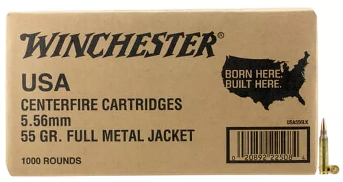 Winchester USA Lake City M193 Rifle Ammunition 5.56X45 NATO 55 gr. FMJ 3180 fps 1000/ct (Bulk)