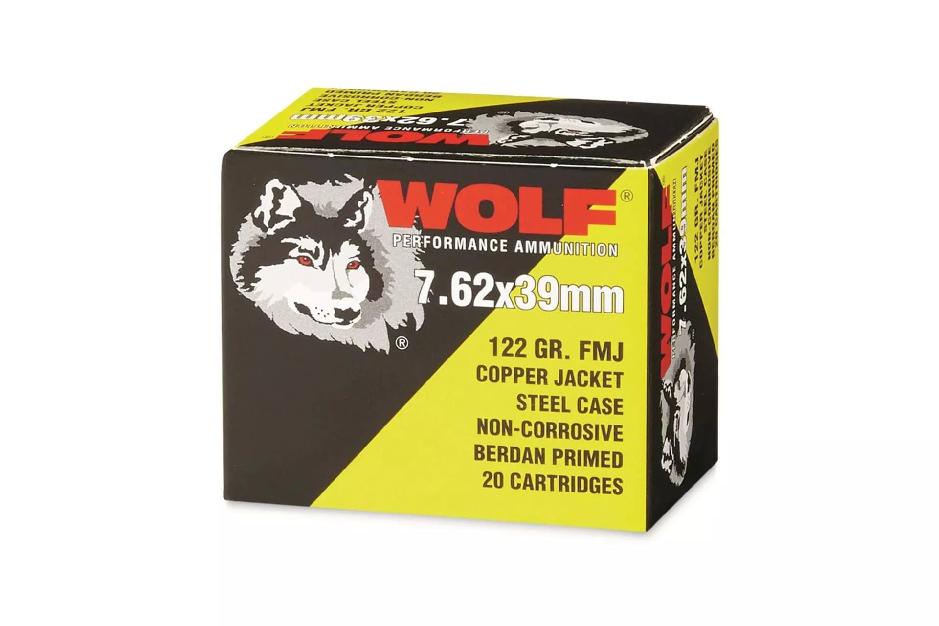 Wolf Ammo Performance 7.62x39mm 122 Grain Full Metal Jacket Steel Cased Centerfire Rifle Ammunition Rifle Ammo – 20 Rounds – 762WCFMJ
